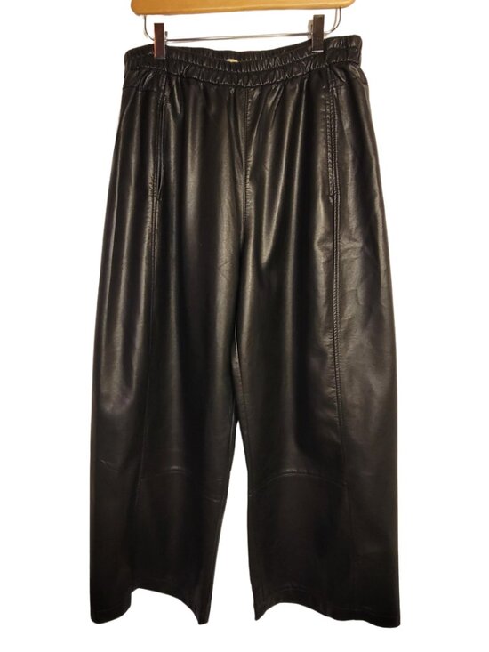 Pilcro Pants - PILCRO Anthropologie Izzie Relaxed Pull-On BlackBarrel Pants Faux Leather Size M